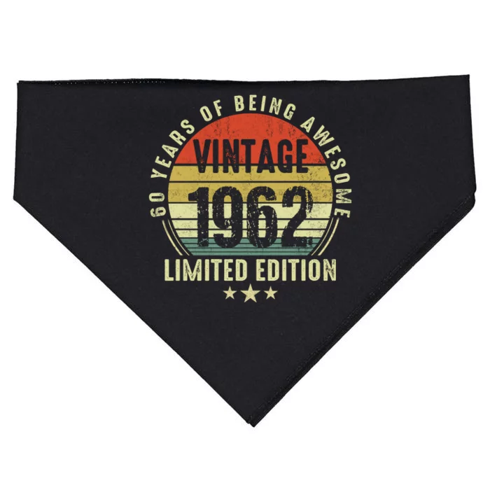 60 Year Old Vintage 1962 Limited Edition 60th Birthday Gift Ideas USA-Made Doggie Bandana