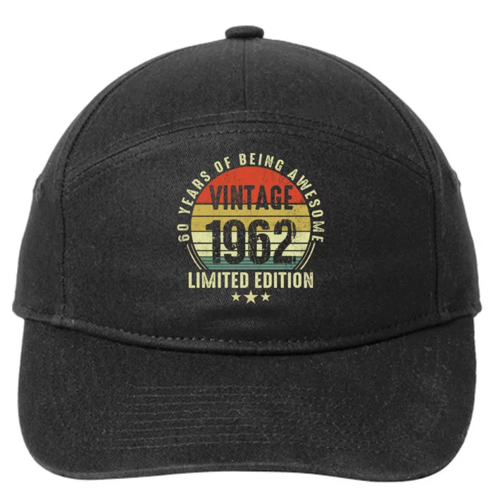 60 Year Old Vintage 1962 Limited Edition 60th Birthday Gift Ideas 7-Panel Snapback Hat