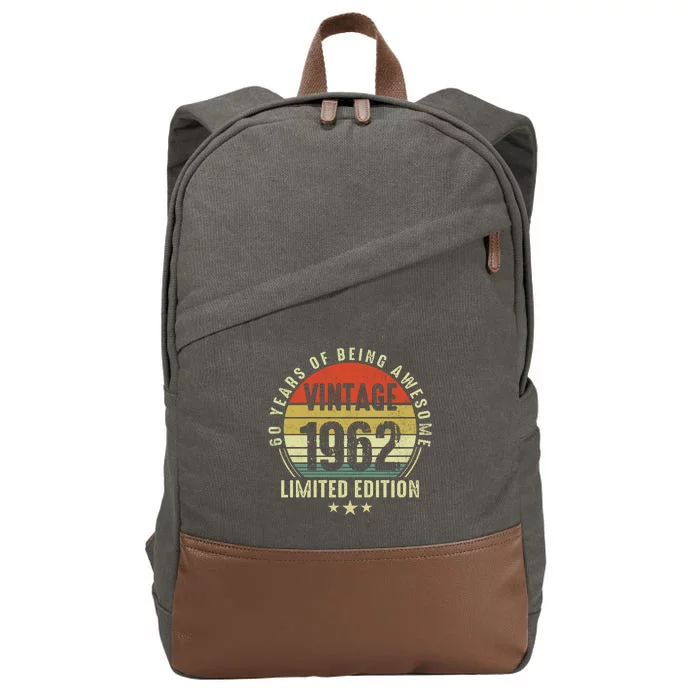 60 Year Old Vintage 1962 Limited Edition 60th Birthday Gift Ideas Cotton Canvas Backpack