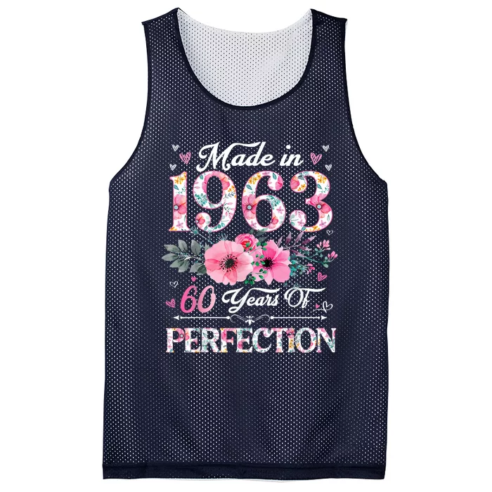 60 Year Old Made In 1963 Floral 60th Birthday Gifts Mesh Reversible Basketball Jersey Tank