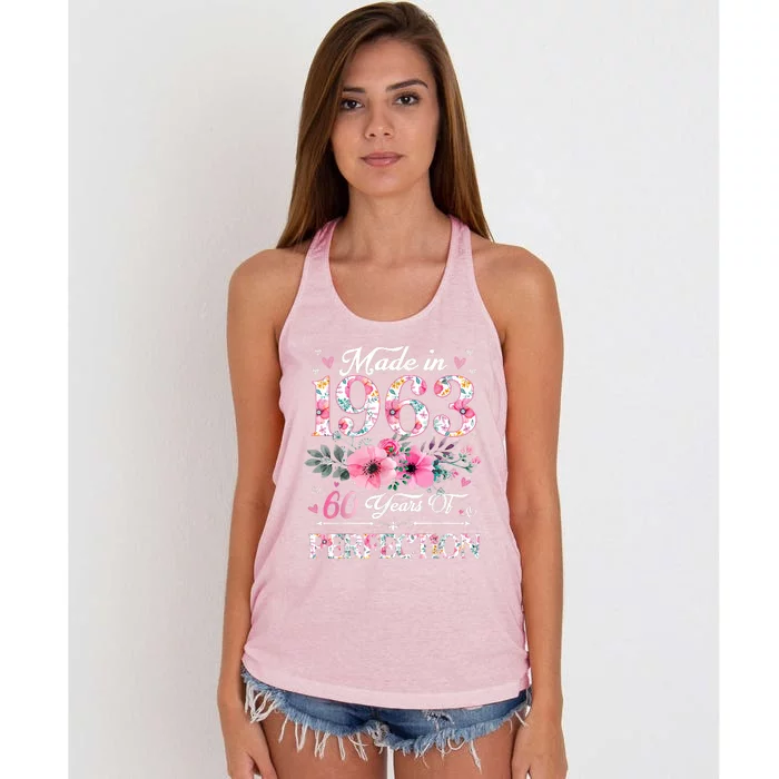 60 Year Old Made In 1963 Floral 60th Birthday Gifts Women's Knotted Racerback Tank