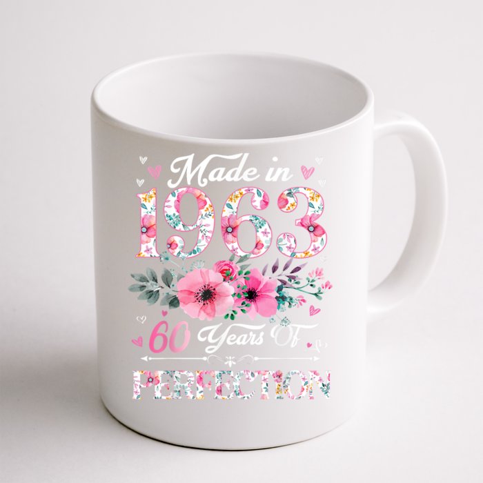 60 Year Old Made In 1963 Floral 60th Birthday Gifts Front & Back Coffee Mug