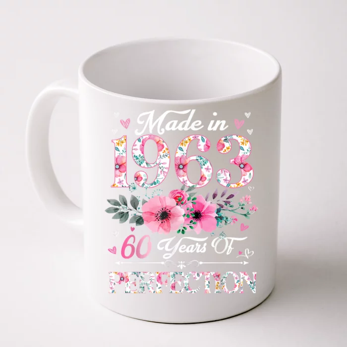 60 Year Old Made In 1963 Floral 60th Birthday Gifts Front & Back Coffee Mug