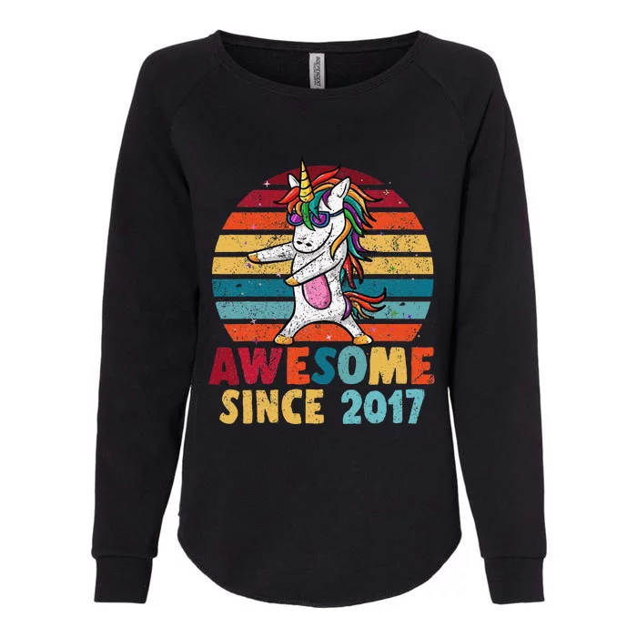 6 Year Old Flossing Unicorn Awesome Since 2017 Birthday Womens California Wash Sweatshirt