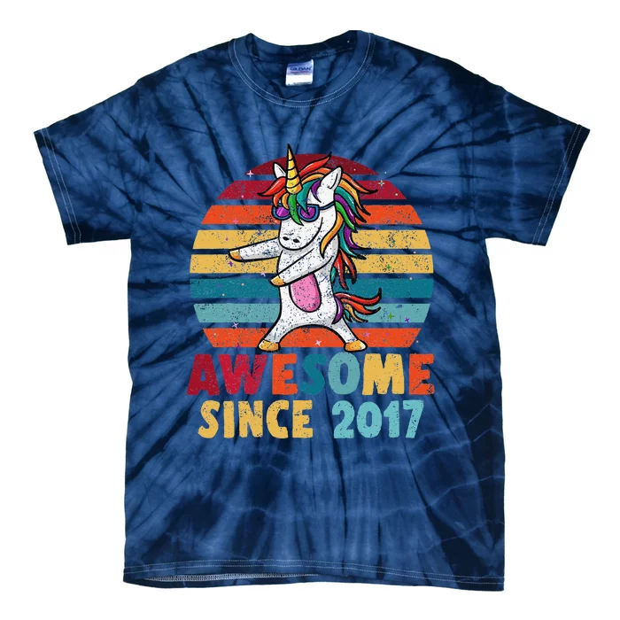 6 Year Old Flossing Unicorn Awesome Since 2017 Birthday Tie-Dye T-Shirt