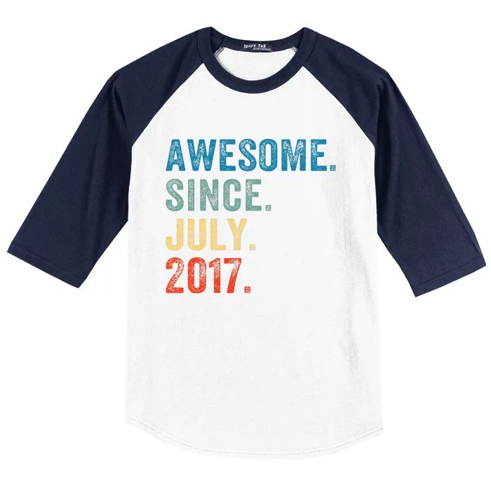 6 Year Old Gifts Awesome Since July 2017 6th Birthday Baseball Sleeve Shirt