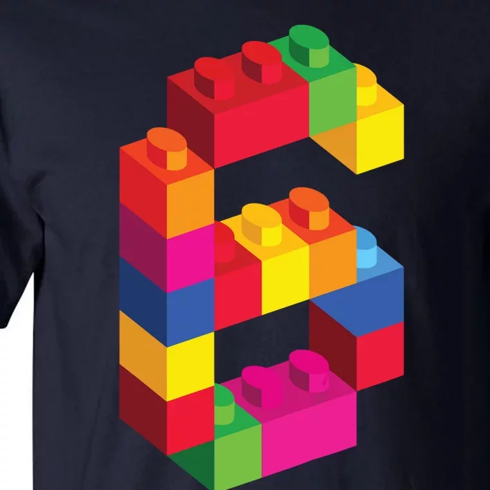 6 Year Old Building Blocks Birthday Bricks 6th Gift Tall T-Shirt