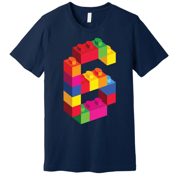 6 Year Old Building Blocks Birthday Bricks 6th Gift Premium T-Shirt