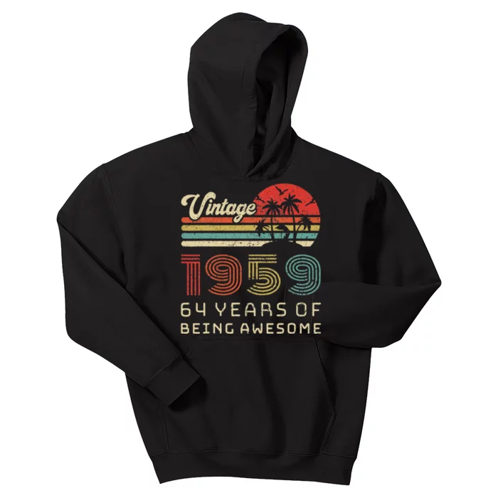 64 Year Old Birthday Vintage 1959 64th Birthday Kids Hoodie