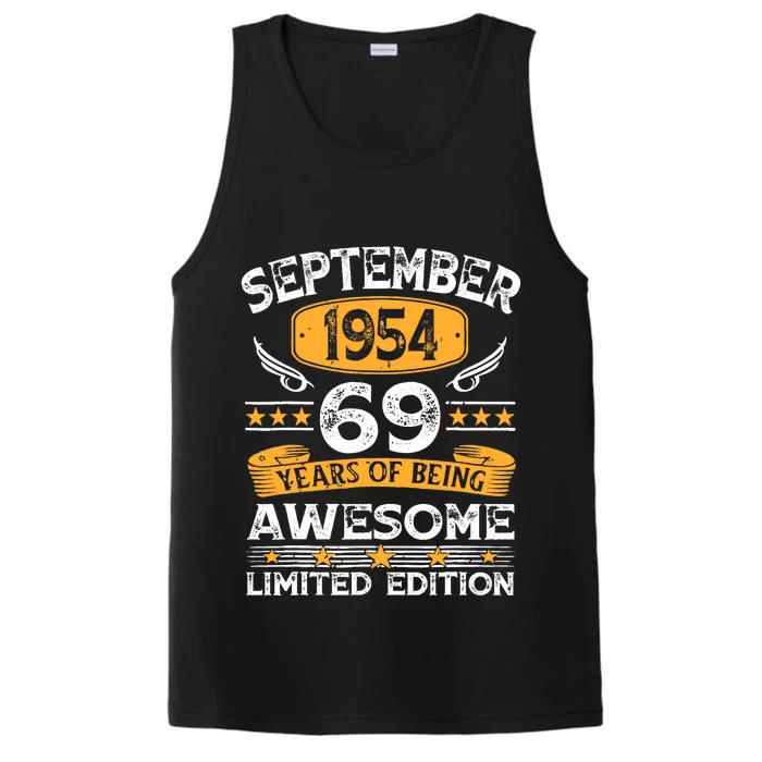 69 Years Old Gifts Vintage September 1954 69th Birthdays Performance Tank