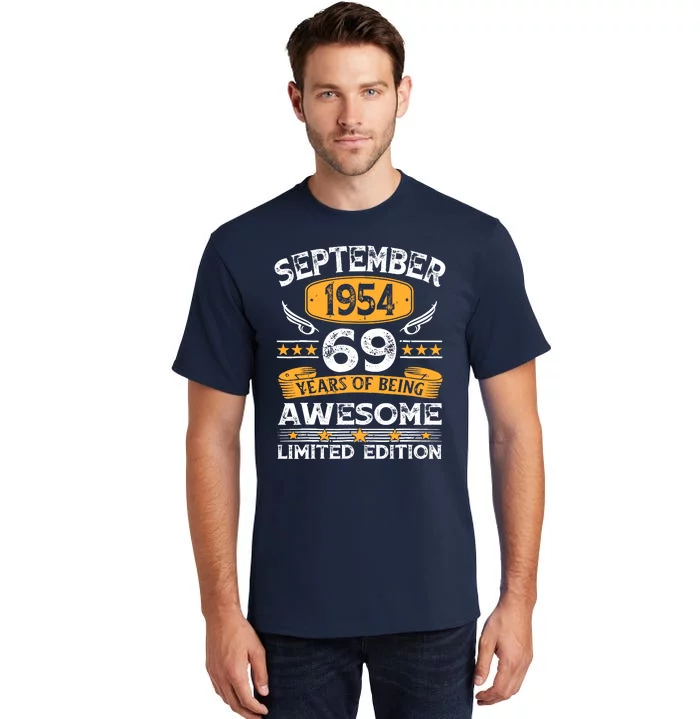 69 Years Old Gifts Vintage September 1954 69th Birthdays Tall T-Shirt