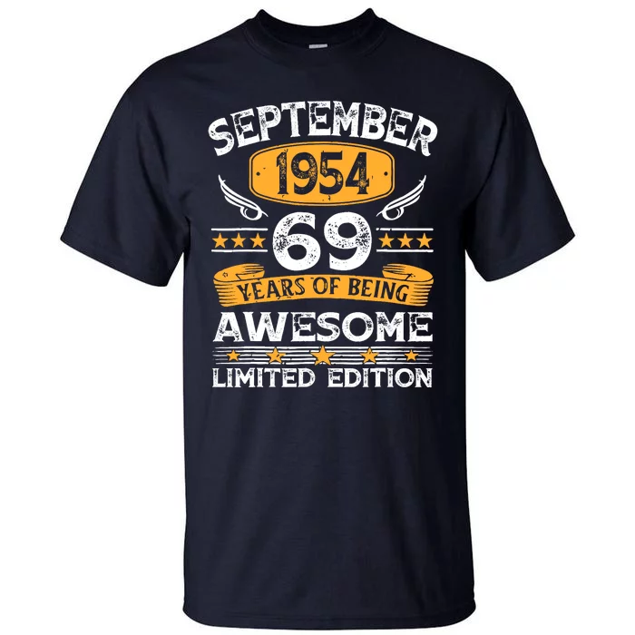 69 Years Old Gifts Vintage September 1954 69th Birthdays Tall T-Shirt