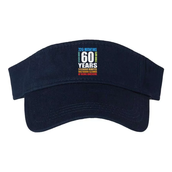 60 Years Of Being Awesome 60th Birthday Bday Women Valucap Bio-Washed Visor