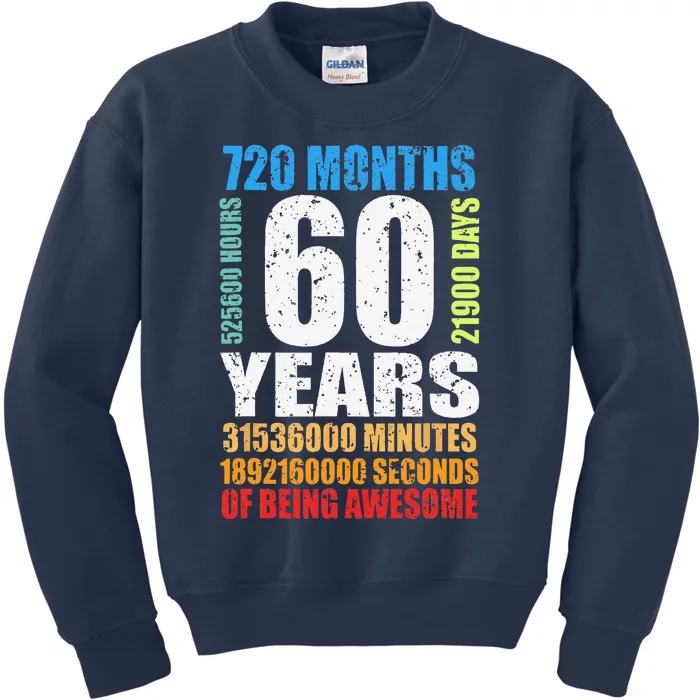 60 Years Of Being Awesome 60th Birthday Bday Women Kids Sweatshirt