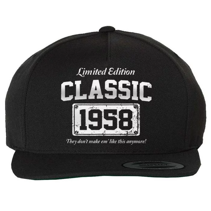 65 Year Old Vintage 1958 Classic Car 65th Birthday Gifts Wool Snapback Cap