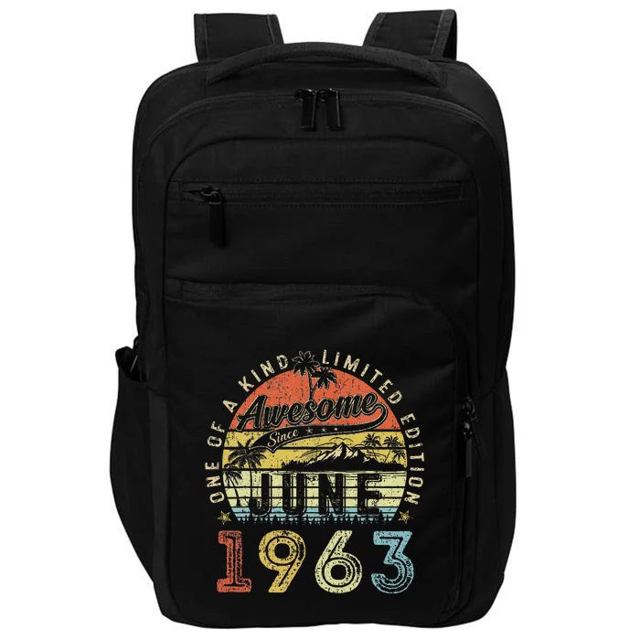 60 Year Old Awesome Since June 1963 60th Birthday Impact Tech Backpack