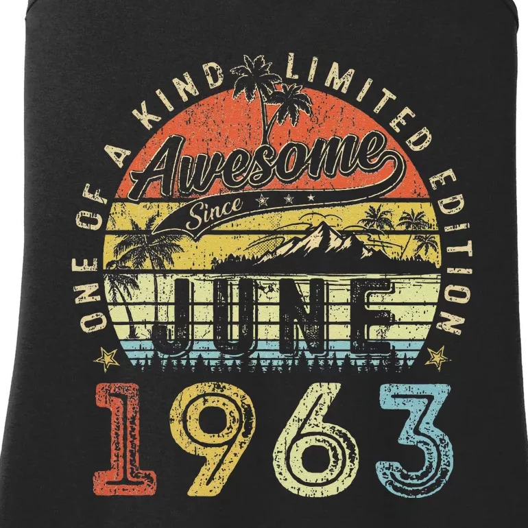 60 Year Old Awesome Since June 1963 60th Birthday Ladies Essential Tank