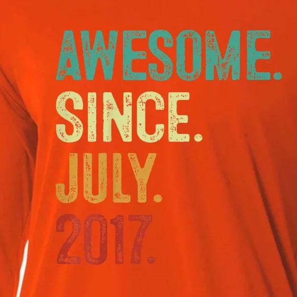 6 Year Old Awesome Since July 2017 6th Birthday Cooling Performance Long Sleeve Crew