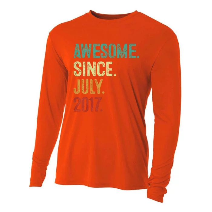 6 Year Old Awesome Since July 2017 6th Birthday Cooling Performance Long Sleeve Crew