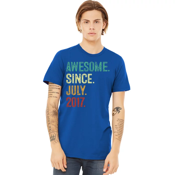 6 Year Old Awesome Since July 2017 6th Birthday Premium T-Shirt