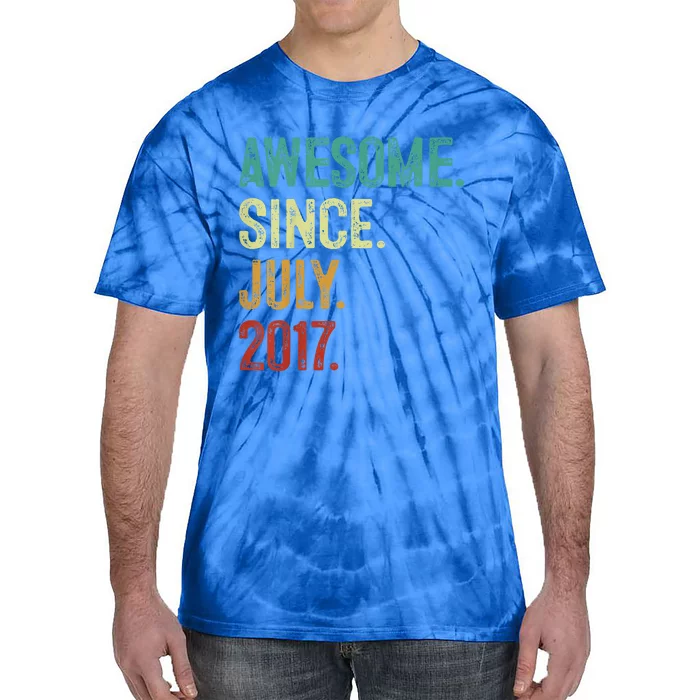 6 Year Old Awesome Since July 2017 6th Birthday Tie-Dye T-Shirt