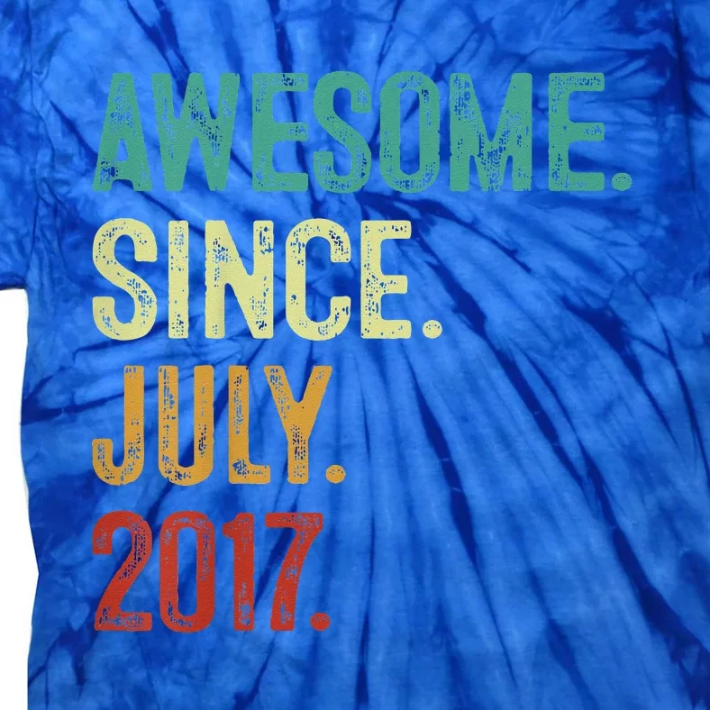 6 Year Old Awesome Since July 2017 6th Birthday Tie-Dye T-Shirt