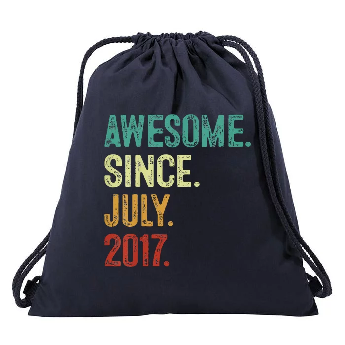 6 Year Old Awesome Since July 2017 6th Birthday Drawstring Bag