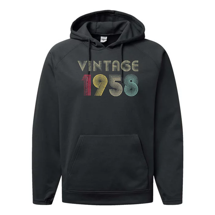 65 Years Old Gifts Vintage 1958 65th Birthday Womens Performance Fleece Hoodie