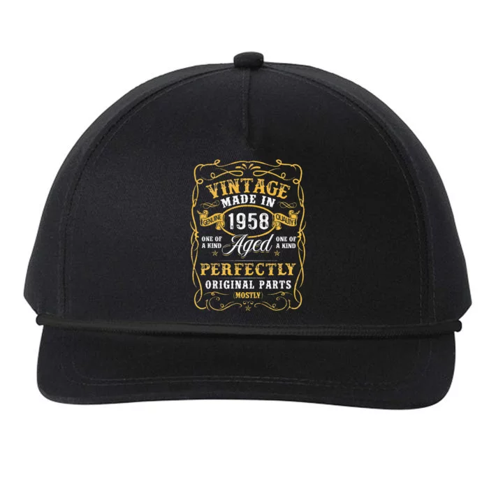 65 Years Old Vintage 1958 Limited Edition 65th Birthday Gift Snapback Five-Panel Rope Hat