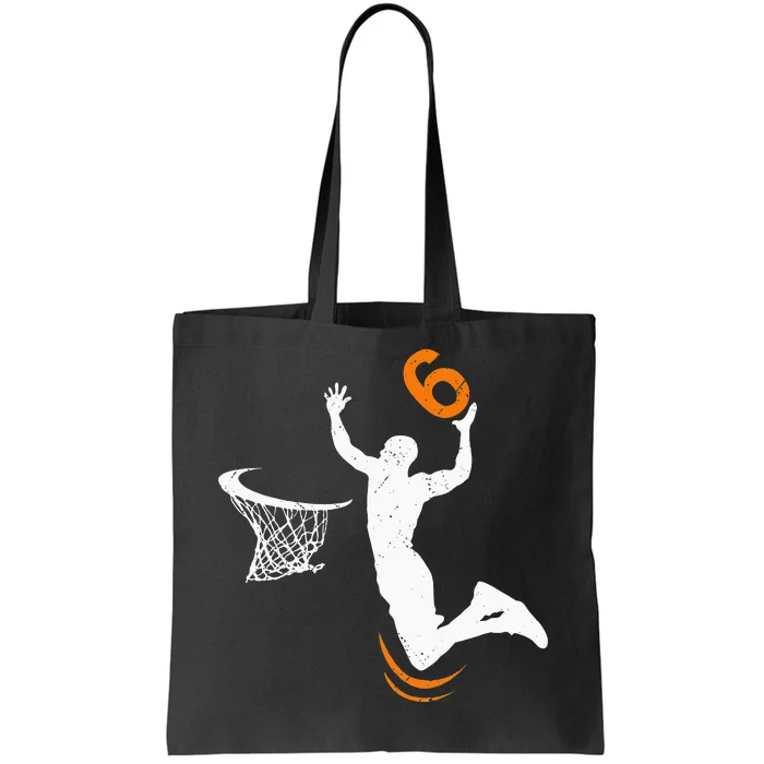 6 Year Old Basketball Dunk 6th Birthday Party Tote Bag