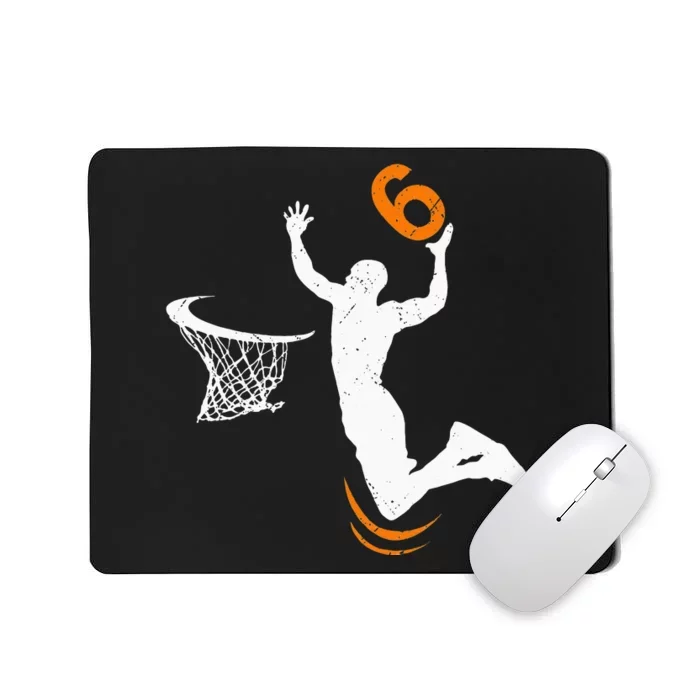 6 Year Old Basketball Dunk 6th Birthday Party Mousepad