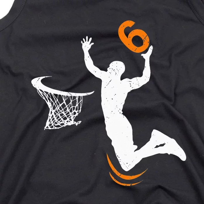 6 Year Old Basketball Dunk 6th Birthday Party Tank Top