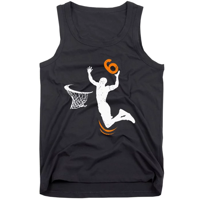 6 Year Old Basketball Dunk 6th Birthday Party Tank Top