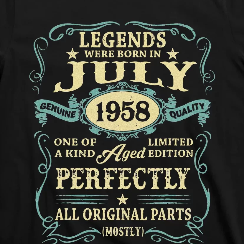 65 Yrs Old 65th Birthday Gift Legends Born In July 1958 T-Shirt