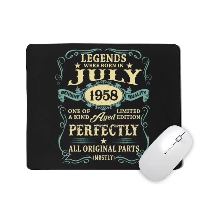 65 Yrs Old 65th Birthday Gift Legends Born In July 1958 Mousepad