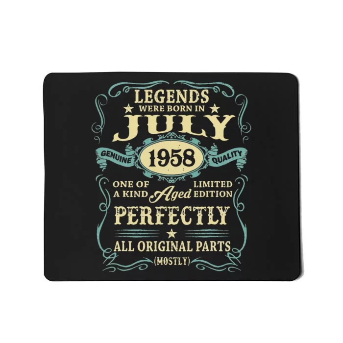 65 Yrs Old 65th Birthday Gift Legends Born In July 1958 Mousepad