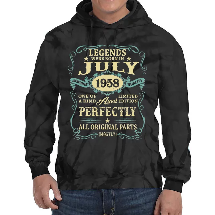 65 Yrs Old 65th Birthday Gift Legends Born In July 1958 Tie Dye Hoodie