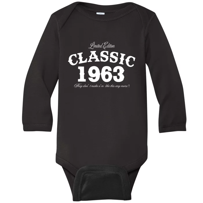 60 Year Old: Vintage Classic Car 1963 60th Birthday Baby Long Sleeve Bodysuit