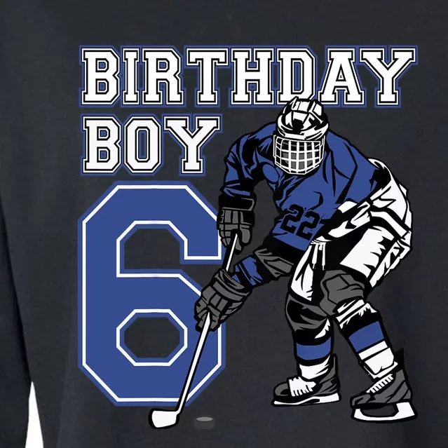 6 Year Old Ice Hockey Themed Birthday Party 6th Boy Gift Cropped Pullover Crew