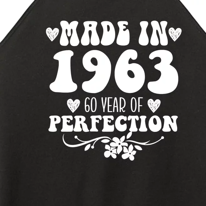 60 Year Old Made In 1963 Floral 60th Birthday Gifts Women’s Perfect Tri Rocker Tank