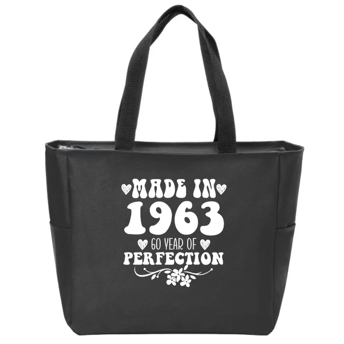 60 Year Old Made In 1963 Floral 60th Birthday Gifts Zip Tote Bag