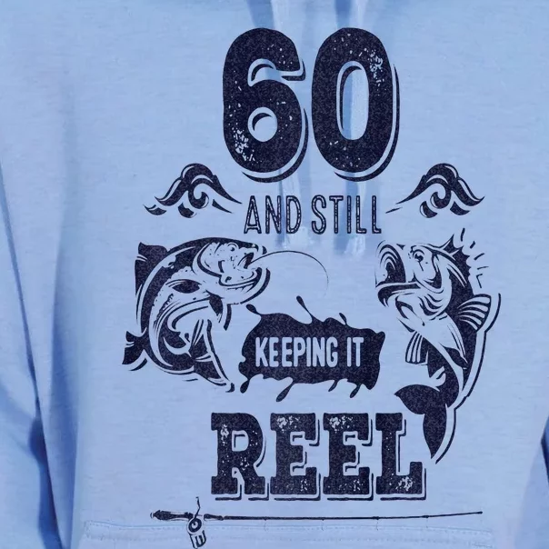 60 Years Old Fisherman Keeping It Reel 60th Birthday Fishing Unisex Surf Hoodie