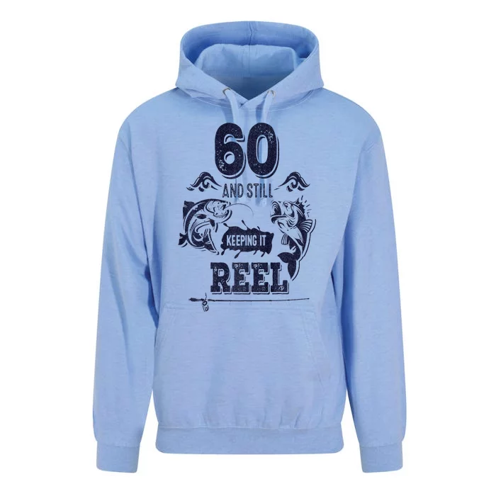 60 Years Old Fisherman Keeping It Reel 60th Birthday Fishing Unisex Surf Hoodie