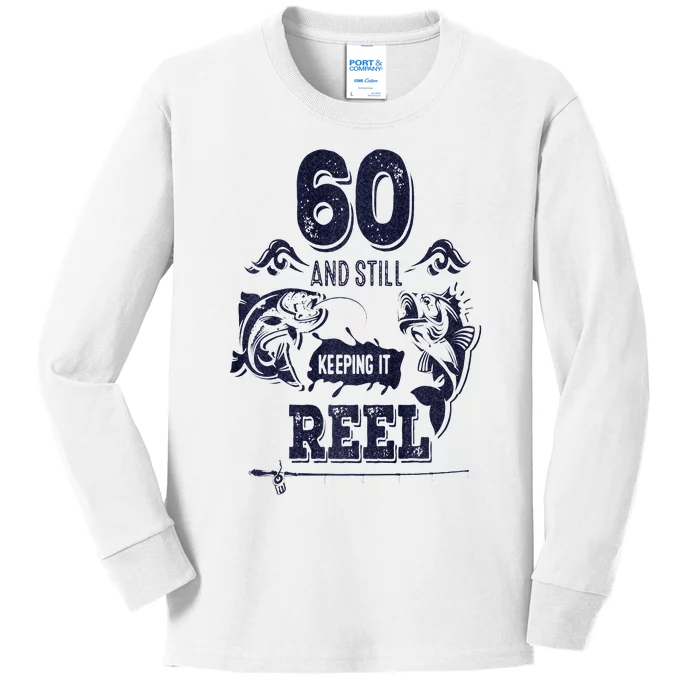 60 Years Old Fisherman Keeping It Reel 60th Birthday Fishing Kids Long Sleeve Shirt