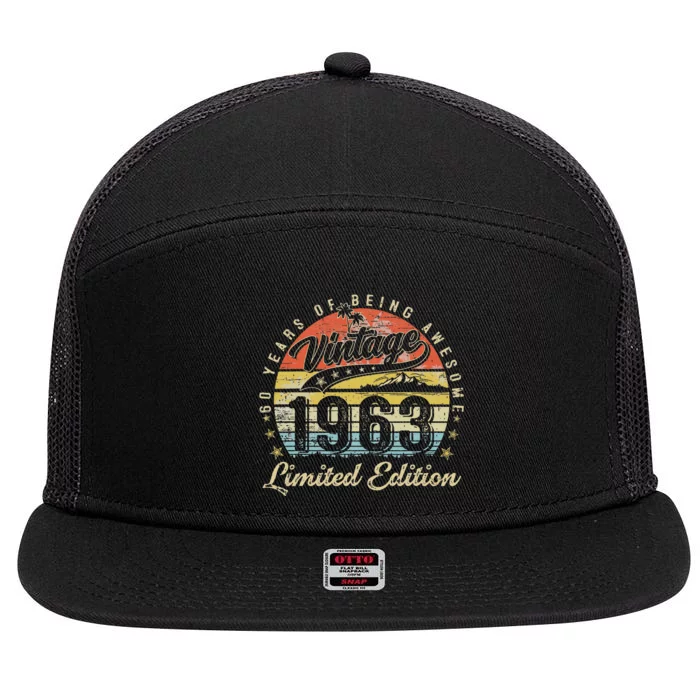 60 Year Old Gifts Vintage 1963 Limited Edition 60th Birthday 7 Panel Mesh Trucker Snapback Hat