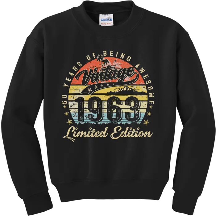 60 Year Old Gifts Vintage 1963 Limited Edition 60th Birthday Kids Sweatshirt