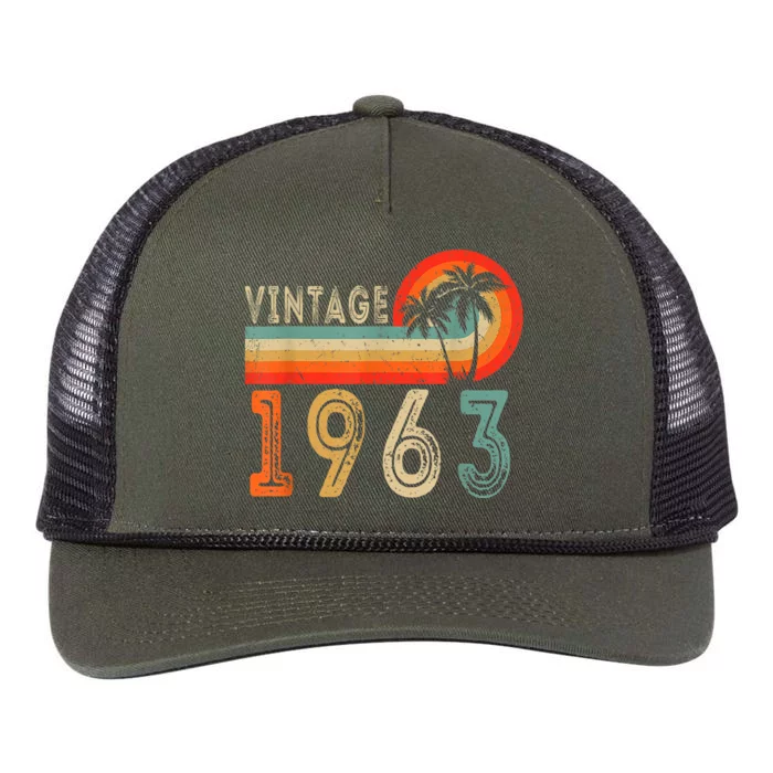 60 Year Old Gift Vintage 1963 Made In 1963 60th Birthday Retro Rope Trucker Hat Cap