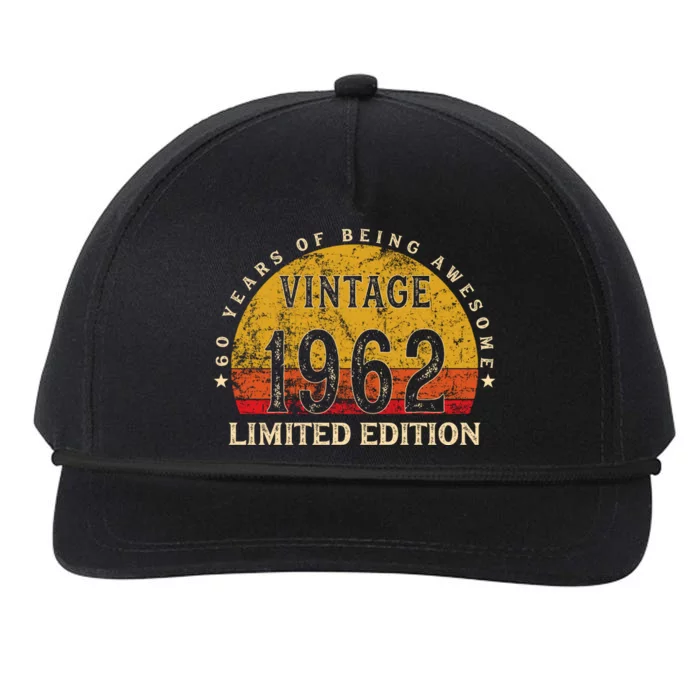 60 Year Old Gifts Retro Vintage 1962 Limited Edition 60th Birthday Snapback Five-Panel Rope Hat