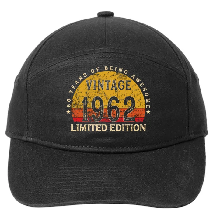 60 Year Old Gifts Retro Vintage 1962 Limited Edition 60th Birthday 7-Panel Snapback Hat