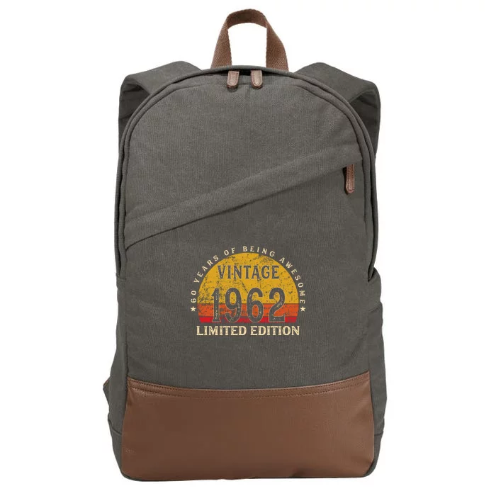 60 Year Old Gifts Retro Vintage 1962 Limited Edition 60th Birthday Cotton Canvas Backpack